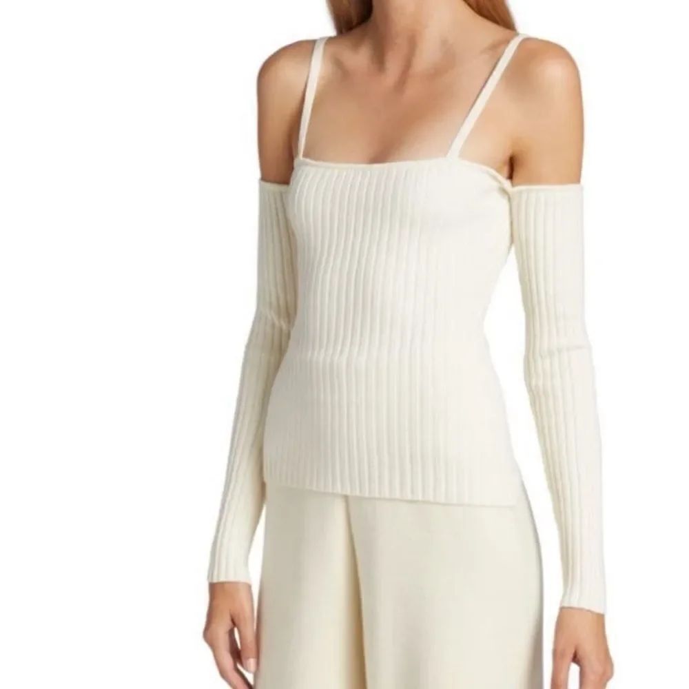 Anna Quan Ribbed Knit Off-the-Shoulder Fitted Bonnie Top AU 10 US 6